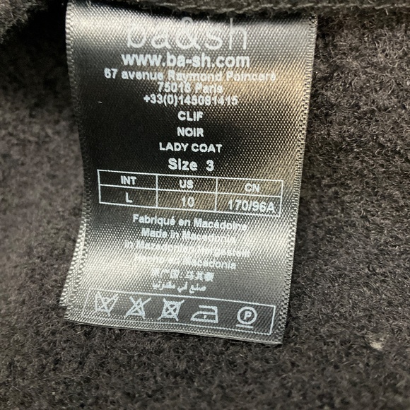 BA&SH BLACK NOIR MANTEAU CLIF WOOL LADY COAT - Picture 5 of 8